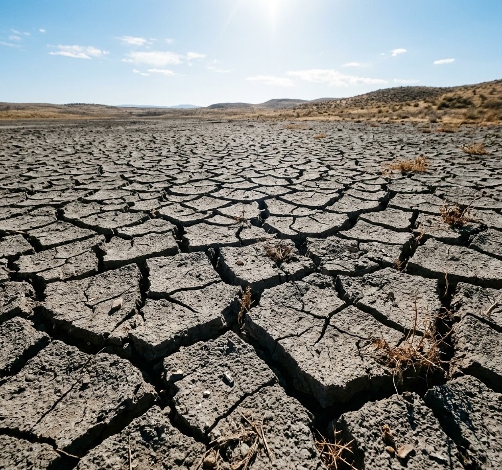 干ばつで干上がりひび割れた大地