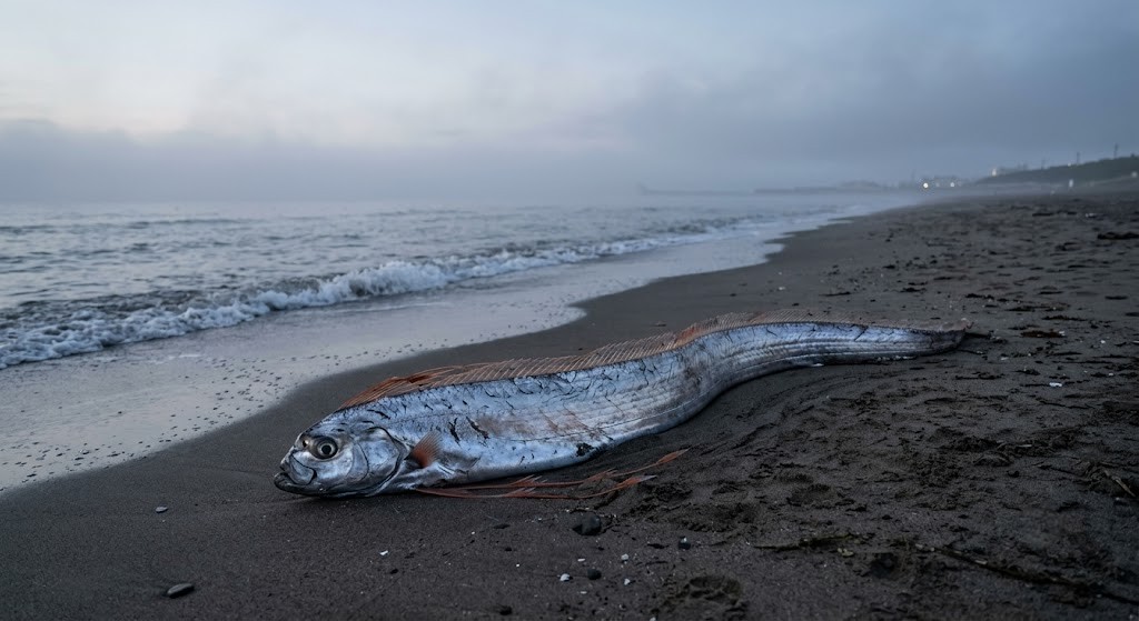 海岸に打ち上げられたリュウグウノツカイ